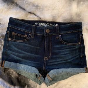 American Eagle dark wash denim shorts